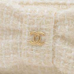 Chanel White Tweed Ribbon Chain Wallet Wallet/Coin Case