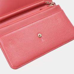 Chanel Pink Caviar Skin Chain Wallet Shoulder Bag
