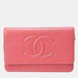 Chanel Pink Caviar Skin Chain Wallet Shoulder Bag