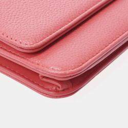 Chanel Pink Caviar Skin Chain Wallet Shoulder Bag