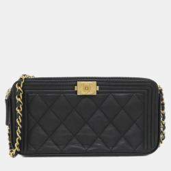 Chanel Lambskin Boy Wallet On Chain 

