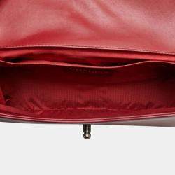 Pre Owned Chanel Red Lambskin Coco Mark Boy Chain Shoulder Bag