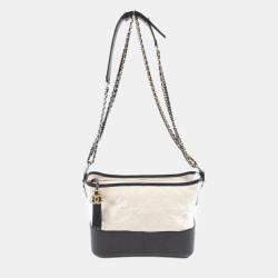 Chanel White/Black Leather Gabrielle Line Shoulder Bag