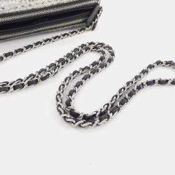 Chanel Grey Canvas Deauville Line Chain Wallet