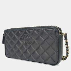 Chanel Black Lambskin Coco Mark Matelasse Stitch Shoulder Bag 