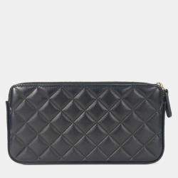 Chanel Black Lambskin Coco Mark Matelasse Stitch Shoulder Bag 