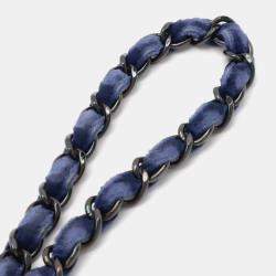  Chanel Leather Velour Blue Mini Matelasse Turnlock Shoulder Bag 