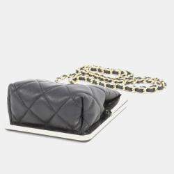 Chanel Black Quilted Lambskin Chain Clutch