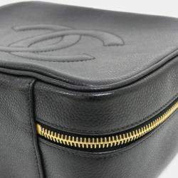 Chanel Black Caviar Leather Vanity Top Handle Bag