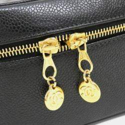 Chanel Black Caviar Leather Vanity Top Handle Bag