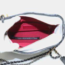 Pre Owned Chanel White and Black Calfskin Gabrielle Small Hobo Shoulder Bag