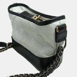 Pre Owned Chanel White and Black Calfskin Gabrielle Small Hobo Shoulder Bag