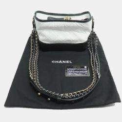 Pre Owned Chanel White and Black Calfskin Gabrielle Small Hobo Shoulder Bag