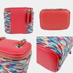 Pre Owned Chanel Multicolor Cotton and Leather Small Vanity Chain Shoulder Bag