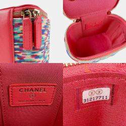 Pre Owned Chanel Multicolor Cotton and Leather Small Vanity Chain Shoulder Bag