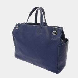 Chanel Blue Leather Chain Tote Bag