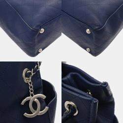 Chanel Blue Leather Chain Tote Bag