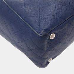 Chanel Blue Leather Chain Tote Bag