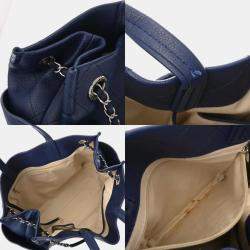 Chanel Blue Leather Chain Tote Bag