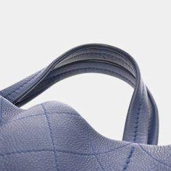 Chanel Blue Leather Chain Tote Bag