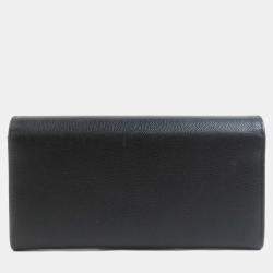 Pre Owned Chanel Black Leather Long Wallet