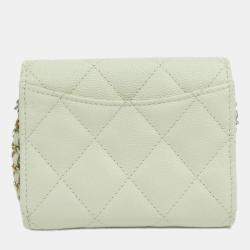 Chanel Light Green Caviar Leather Timeless Classic Chain Clutch Bag