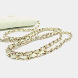Chanel Light Green Caviar Leather Timeless Classic Chain Clutch Bag