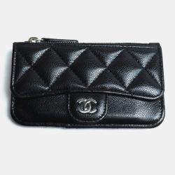 Chanel Black Caviar Leather Card Case Coin Wallet