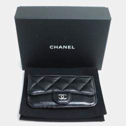 Chanel Black Caviar Leather Card Case Coin Wallet