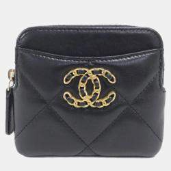 Chanel Black Lambskin Leather 19 Wallet 