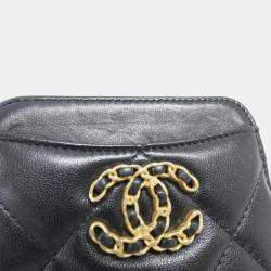 Chanel Black Lambskin Leather 19 Wallet 