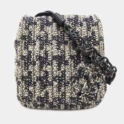 Pre Owned Chanel Multicolor Tweed Leather Camellia Chain Shoulder Bag