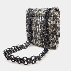 Pre Owned Chanel Multicolor Tweed Leather Camellia Chain Shoulder Bag