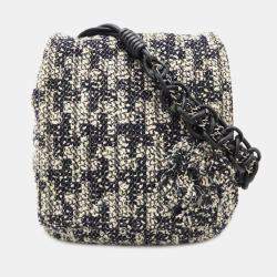 Pre Owned Chanel Multicolor Tweed Leather Camellia Chain Shoulder Bag