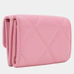 Chanel Pink Lambskin 19 Small Flap Wallet