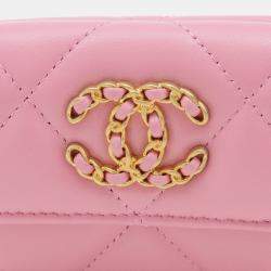 Chanel Pink Lambskin 19 Small Flap Wallet