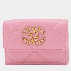 Chanel Pink Lambskin 19 Small Flap Wallet