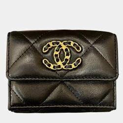 Chanel Black Lambskin Leather Tri-Fold 19 Small Flap Wallet