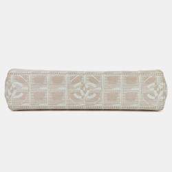 Pre Owned Chanel Pink and Beige Nylon Travel Line Flap Chain Shoulder Bag