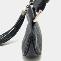 Pre Owned Chanel Black Calfskin Logo Fringe Chain Shoulder Bag