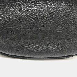 Pre Owned Chanel Black Calfskin Logo Fringe Chain Shoulder Bag