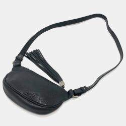 Pre Owned Chanel Black Calfskin Logo Fringe Chain Shoulder Bag