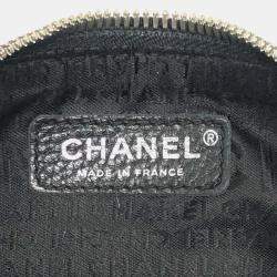 Pre Owned Chanel Black Calfskin Logo Fringe Chain Shoulder Bag