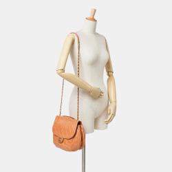 Pre Owned Chanel Brown Medium Aged Calfskin Bubble CC Flap