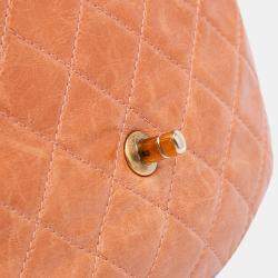 Pre Owned Chanel Brown Medium Aged Calfskin Bubble CC Flap