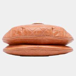 Pre Owned Chanel Brown Medium Aged Calfskin Bubble CC Flap
