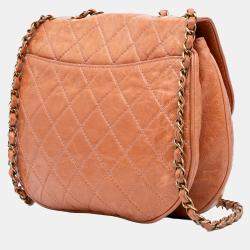 Pre Owned Chanel Brown Medium Aged Calfskin Bubble CC Flap