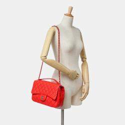 Chanel Red Jumbo Lambskin Easy Carry Flap Satchel