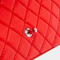 Chanel Red Jumbo Lambskin Easy Carry Flap Satchel