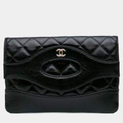 Chanel Black Shiny Crumpled Calfskin 31 Clutch